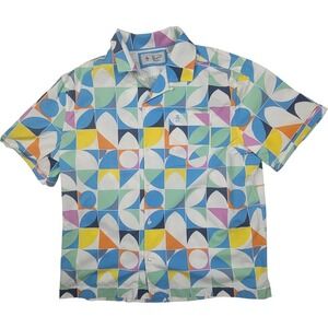 Penguin Mens Short Sleeve Shirt XL Geometric Colorful Cotton Party